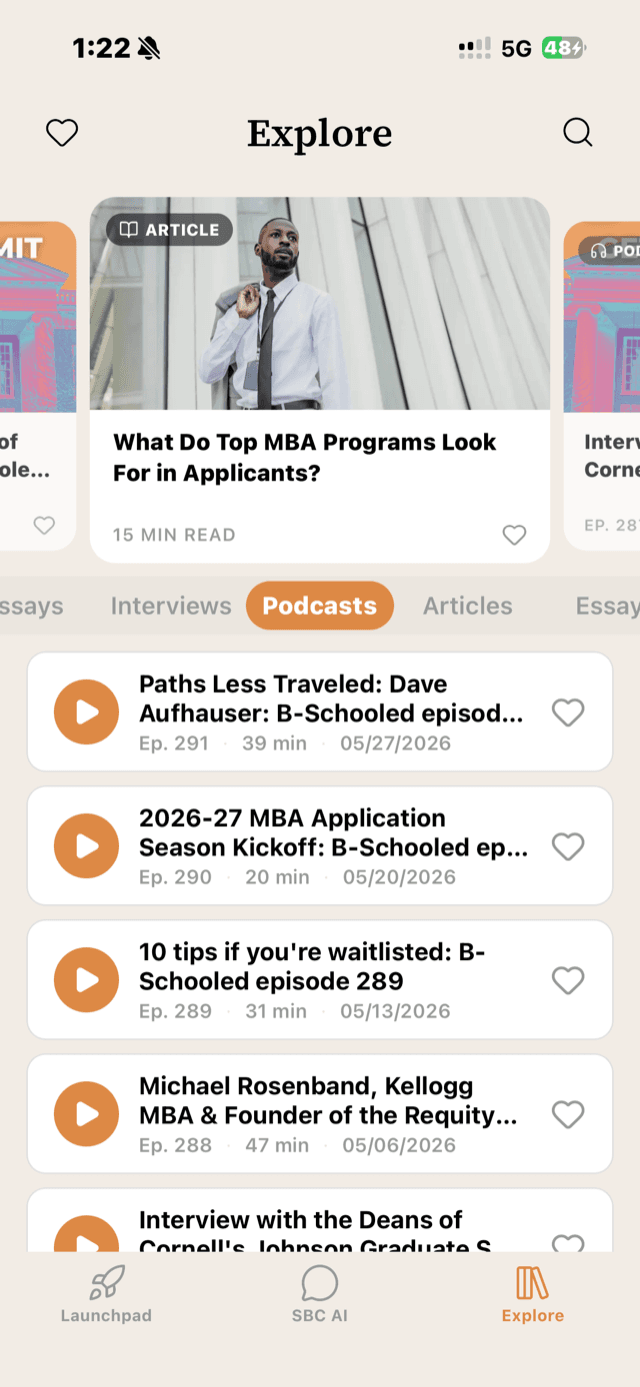 MBA Launchpad screen 3