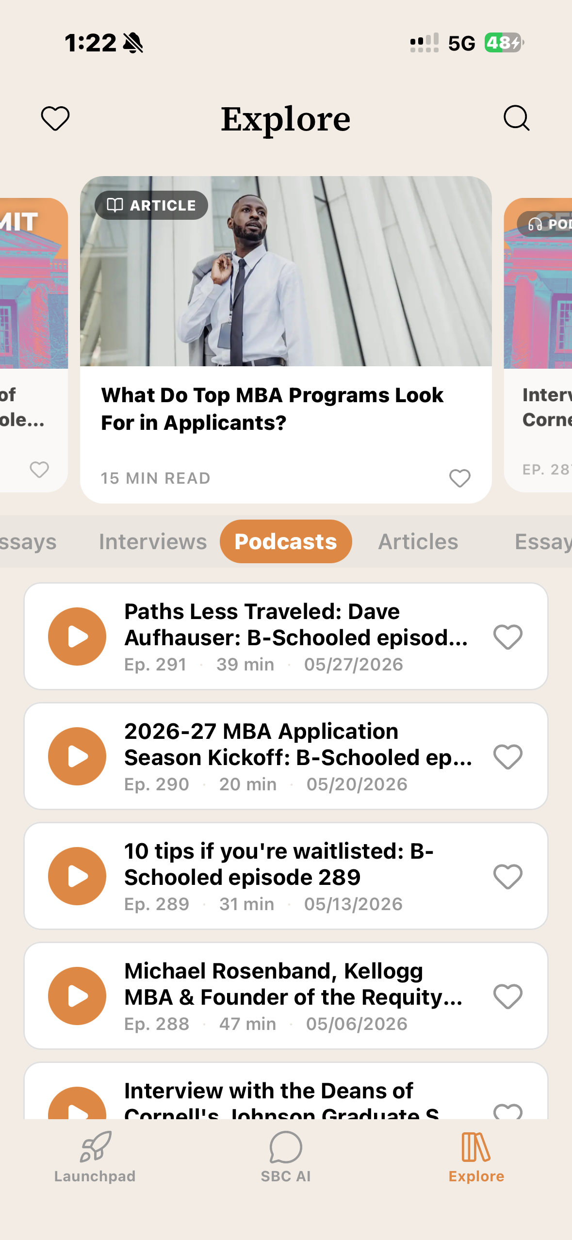 MBA Launchpad screen 3